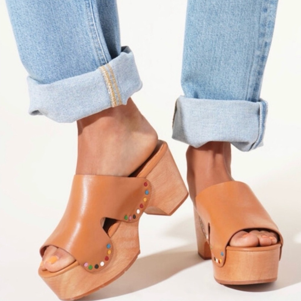 Charlotte Stone Glenna Platform Clog Mule Chestnut Women’s 7